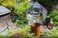 Garden greenhouse and shed Royalty Free Stock Photo