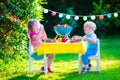 Garden grill party for kids Royalty Free Stock Photo