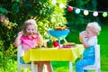 Garden grill party for kids Royalty Free Stock Photo