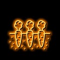 garden with growing carrot neon glow icon illustration