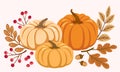 Garden harvest pumpkins decorative composition, vector illustration