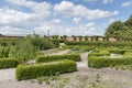 Garden with herbs and vegetables behind the buildings at Gammel Estrup Castle