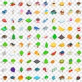 100 garden icons set, isometric 3d style Royalty Free Stock Photo