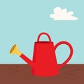 Watering can sitting on soil vector illustration graphic