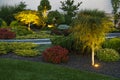 Garden Illuminated by Modern LED Lighting Royalty Free Stock Photo