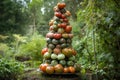 Garden of Imagination: Heirloom Tomato Tower. A whimsical and playful arrangement of heirloom tomatoes