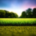 Garden irrigation system lawn. Automatic lawn sprinkler watering green grass. Selective focus. Generative Ai Royalty Free Stock Photo