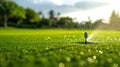 Garden irrigation system lawn. Automatic lawn sprinkler watering green grass. Royalty Free Stock Photo