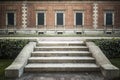 Garden,Jardins Joan Maragall and palace Albeniz,park montjuic,detail building, Barcelona. Royalty Free Stock Photo