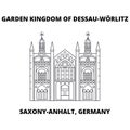 Garden Kingdom Of Dessau-Worlitz, Saxony-Anhalt, Germany line icon, vector illustration. Garden Kingdom Of Dessau Royalty Free Stock Photo