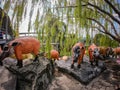 Garden landscape of Suan Nongnooch Pattaya, Scenery of French garden, blue sky and green