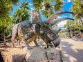 Garden landscape of Suan Nongnooch Pattaya, Scenery of French garden, blue sky and green