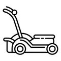 Garden lawnmower icon, outline style