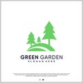 Garden logo abstract with modern style Premium Vector