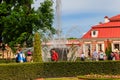 Garden near Monplaisir Palace in lower park of Peterhof in Saint Petersburg, Russia Royalty Free Stock Photo