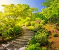 Garden near Tenryu-ji Temple in Kyoto, Japan Royalty Free Stock Photo