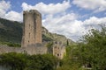 Medieval tower of Garden of Ninfa in Italy in the province of Latina