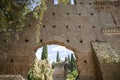 Garden of Ninfa and ruins of the medieval city Ninfa in Italy in the province of Latina