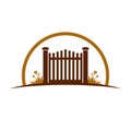 Garden Old Gate Illustration Logo Symbol Graphic Design Royalty Free Stock Photo