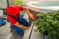 Garden Outdoor Hot Tub Maintenance Royalty Free Stock Photo