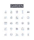 Garden line icons collection. Strategy, Allocation, Diversification, Risk, Performance, Analysis, Optimization vector