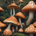 A garden of oversized, surreal mushrooms with patterns that seem to shift and change before your eyes2 Royalty Free Stock Photo