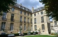 Garden in parisian style mansion known as hotel particulier. Hotel de Lamoignon townhouse. Paris, France.