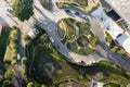 Garden, park in aerial view or top view