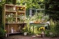 garden party setup with gin and tonic station Royalty Free Stock Photo