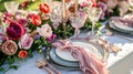 Garden party tablescape, elegance with floral table decor