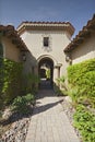 Garden path leading to residential front gate Royalty Free Stock Photo