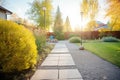 garden path with permeable paving at a park