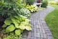 Garden Paver Path with Plants and Grass