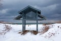 A garden pavilion gazebo overlooks southern Georgian Bay