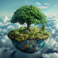 Garden Planet Earth in the Clouds,Aerial View of Lush Greenery Royalty Free Stock Photo