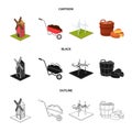 Garden, plot, ecology and other web icon in cartoon,black,outline style. Drink, liquid, farm icons in set collection.