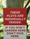 Garden plots do not pick here sign