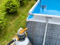 Garden pool with sand filter system Royalty Free Stock Photo