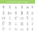 Garden and Potted Plants Care Instructions Icons and Pictograms. Vector Flat Outline Symbols