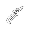 Garden pruner icon, outline style