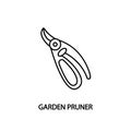 Garden pruner line icon. Concept for web banners, site and printed materials. Florist tool for cutting branches and