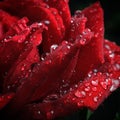 Garden red rose with dew drops