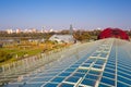 Garden on the roof of modern ecological building of University l