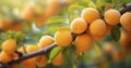 A Garden\'s Apricot Tree Branch Laden with Sun-Kissed, Juicy Fruits Royalty Free Stock Photo