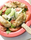 Garden salad fruit chicken filet