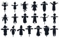 Garden scarecrow collection on isolated vector Silhouettes