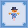 Garden scarecrow. Pixel art character. Vector illustration Royalty Free Stock Photo