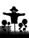 Garden scarecrow with a pumpkin head vector illustration