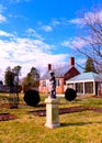 Public Garden in Winter Scene Features Gazebo for Picnics and Historic Building Royalty Free Stock Photo