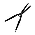 Garden scissors icon. A tool for trimming bushes, trees and branches with long handles and sharp blades in a simple style. Vector Royalty Free Stock Photo